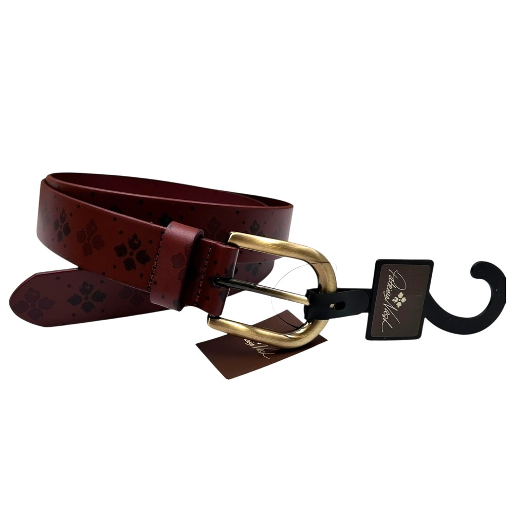 Patricia Nash Women's Vietri Leather Belt Size S (38") Brown Signature Embossed